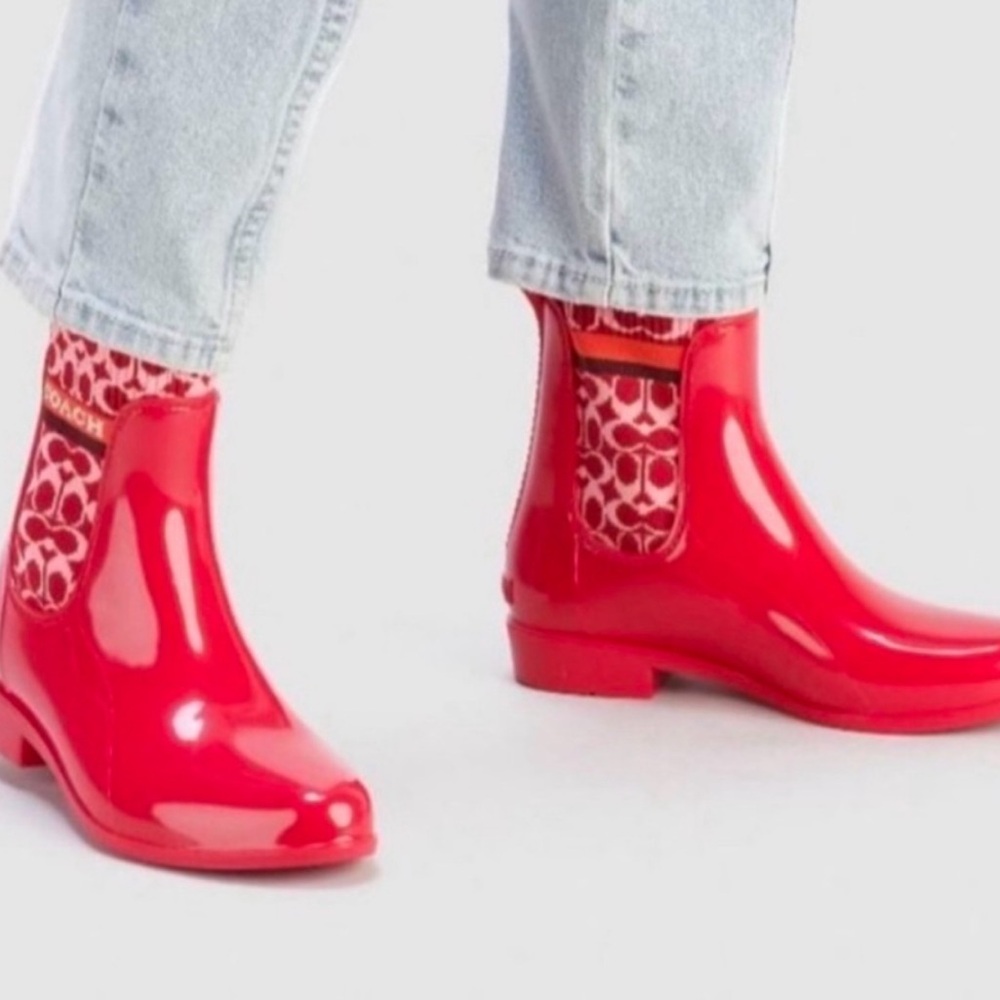 Coach Women's Red Rain Boots